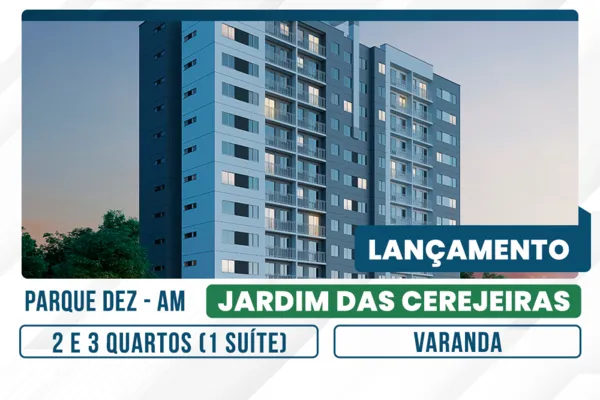 Fachada do empreendimento Jardim das Cerejeiras, no Parque Dez, Manaus