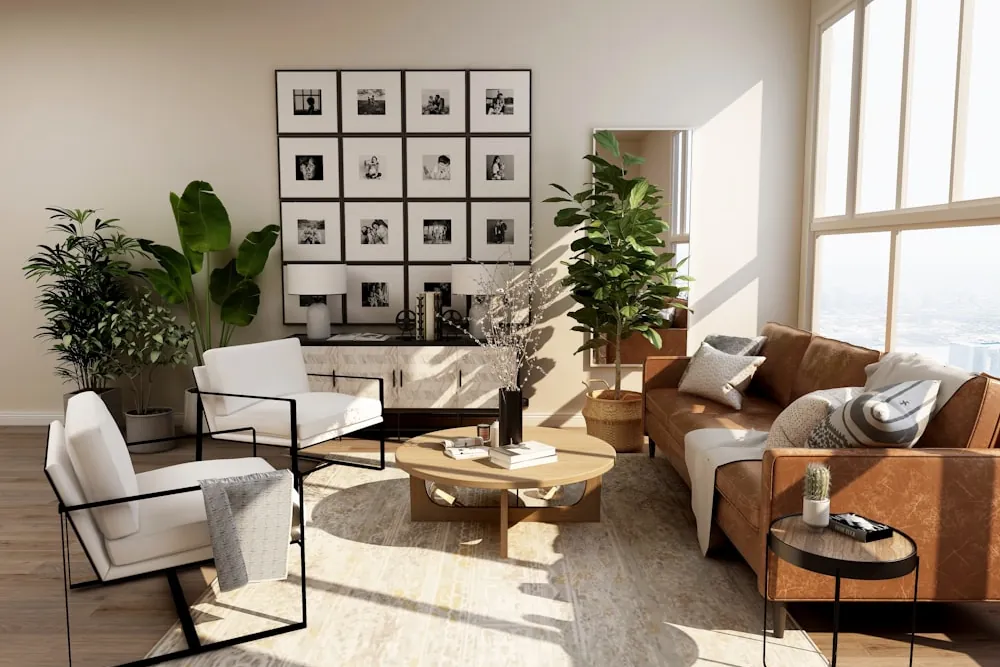Sala de estar de apartamento mobiliada, imagem ilustrativa
