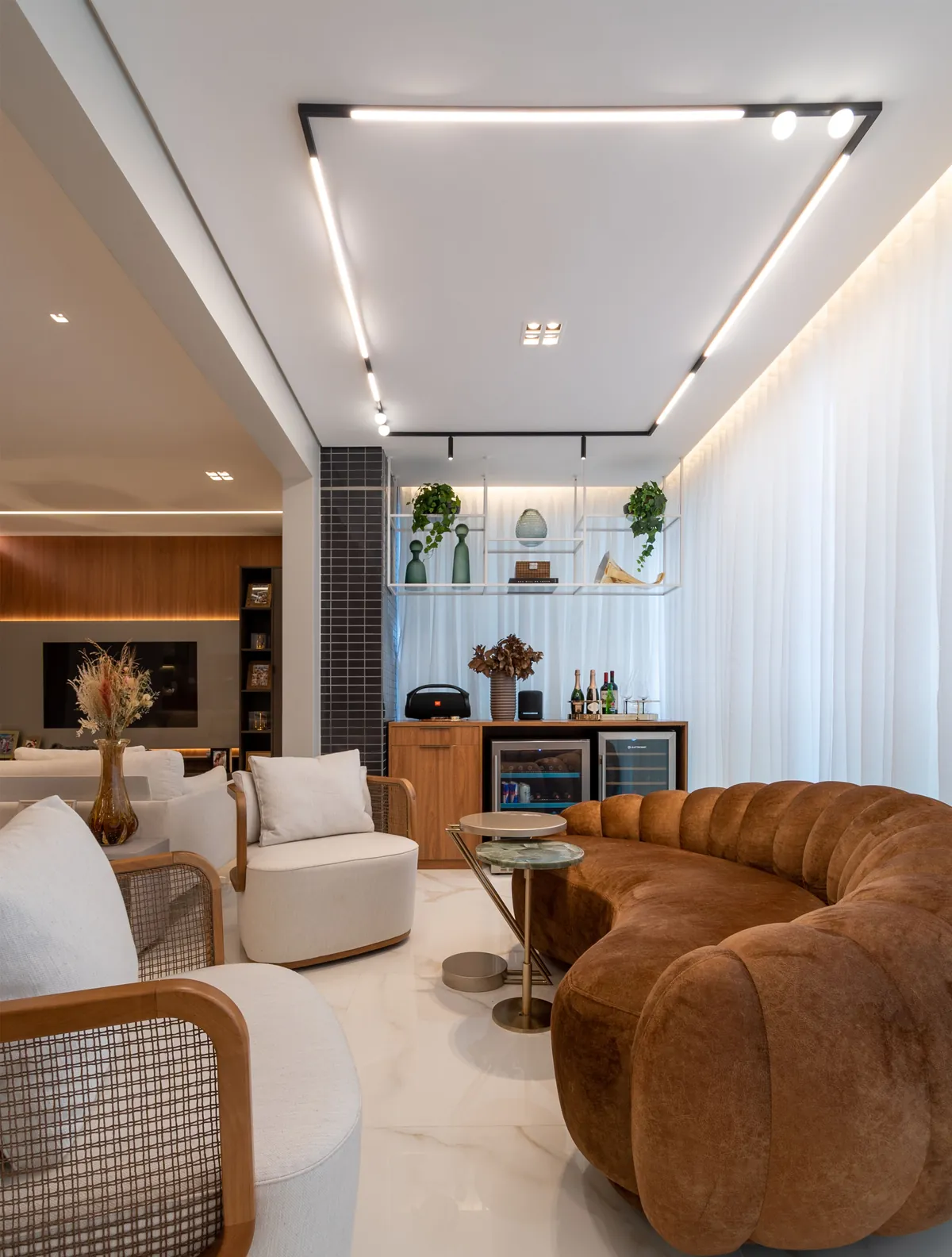 Lounge com churrasqueira do Apartamento J|B
